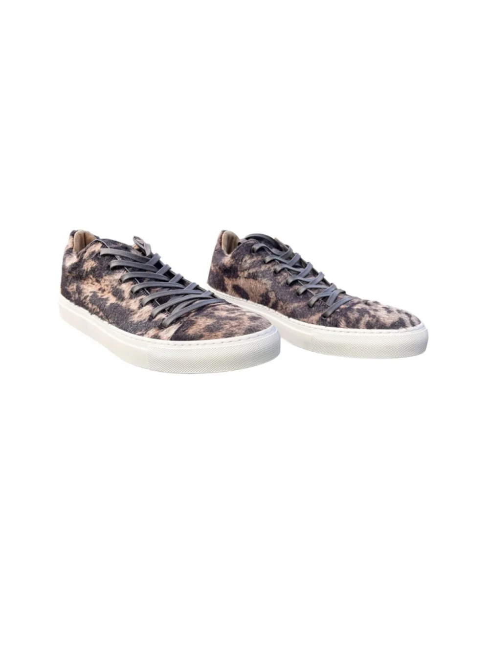 New John Varvatos Reed Calf Hair Animal Print Low Top Lace Up Sneaker Caper 10